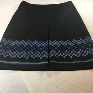 Ann Taylor Loft Black Skirt With Blue Design Sz 10